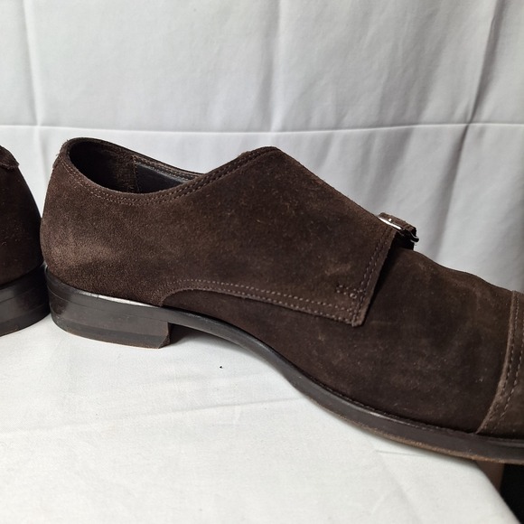 SUITSUPPLY Cap Toe Monk Strap Suede Dress Shoes Sz 7 Chocolate Brown Classic EUC - Picture 11 of 12